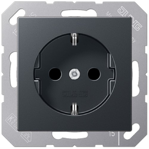 Розетка с заземлением без рамки Jung A creation 1-м. антрацит фото Розетка с заземлением без рамки Jung A creation 1-м. антрацит картинка